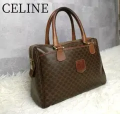 セリーヌ　ミニボストンバッグ　 マカダム柄　トリオンフ　レザー　ブラウン