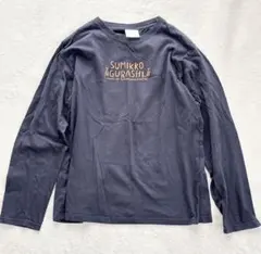 すみっコぐらし 長袖Tシャツ ロンT ネイビー ロゴプリント レディースのサムネイル