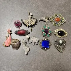 0809-19 ヴィンテージ アクセサリー ブローチ まとめ売りのサムネイル
