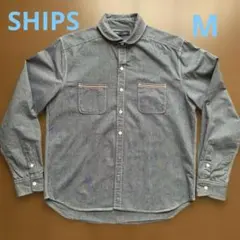 SHIPS 長袖シャツ デニムシャツ Mサイズ　トリコロールカラー