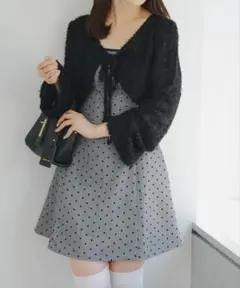 OLIVE des OLIVE カーデ×ミニジャンスカ グレー