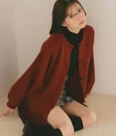 赤カーディガン