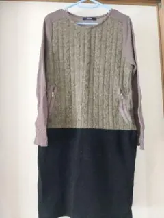 ケーブルニットロングワンピース