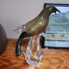 ガラス製 鳥のオブジェ 約15cm