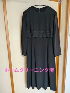 ブラックワンピーススーツ レース装飾付き　7号　9号　喪服