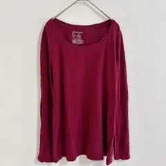 no boundaries 長袖 カットソー ボルドー【L】無地 US古着 春先