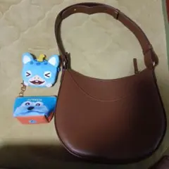 ブラウン 合成皮革 ショルダーバッグ