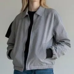 美品 ユニクロ UNIQLO ジャンパー M グレーチェック＆黒 リバーシブル