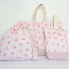 ゆー様　確認用　いちご　ピンク　レッスンバック　上履き入れ　着替え袋　オーダー