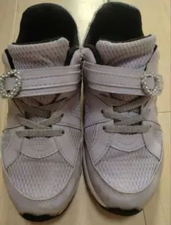 (汚れ•くすみ) 20、5cm 瞬足 紫 レース ハート スニーカー