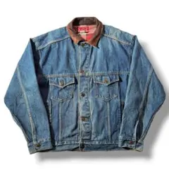 90s Marlboro マルボロ 襟レザー デニムジャケット フェード M