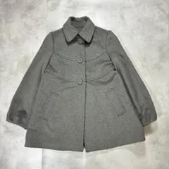 SOLO/PLUS ウール混コート グレー 切替デザイン 38