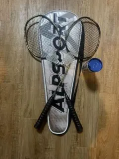 ALPSPORT バドミントンラケット2本セット ケース、羽付き