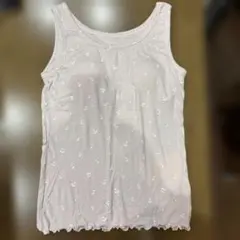 ジェラートピケ　ピンクリブ編みタンクトップ　パット付き