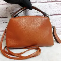極美品✨ジャンニキャリーニ アリファS 2way シボ革 ショルダーバッグ