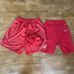 レッド ハーフパンツ セット