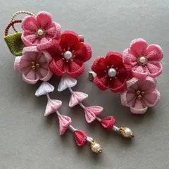 【068】つまみ細工　七五三　髪飾り　浴衣着物　和装 袴 ピンク