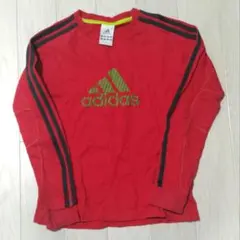 140 adidas アディダス 長袖 赤 サッカー キッズ 綿100%