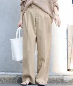SlOBE IENAワイドパンツ チノパン ライトチノタックカーブトラウザー38