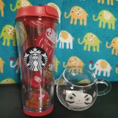 スターバックス　だるまタンブラー、グラス2点セット