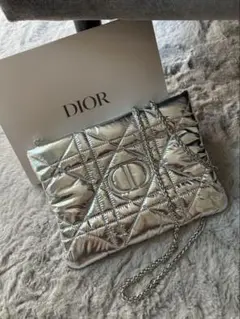Dior ディオール ノベルティ ショルダーバッグ ポーチ シルバー カナージュのサムネイル
