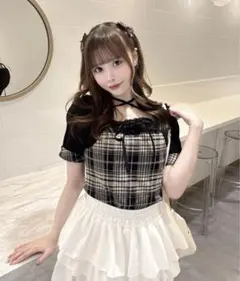 BunnyLis ギャザーフリルレースブラウス チェック柄 XS タグ付き新品