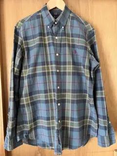 Ralph Lauren 青系チェック ボタンダウンシャツ