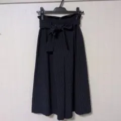 ネイビー ストライプ ガウチョパンツ