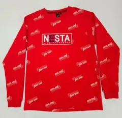 NESTA BRAND 総柄 長袖Tシャツ レッド Lサイズ