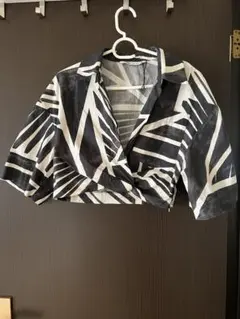 ZARA ストライプ柄 クロップドシャツ M