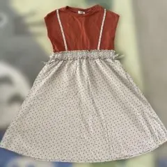 オレンジ ドット柄 半袖ワンピース　ブリーズ