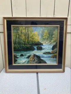 真作 油彩画 日垣明貫 F10号「奥入瀬渓流」額装 風景画 真作 油彩画 日垣明貫 F10号「奥入瀬渓流」額装 風景画 - メルカリ