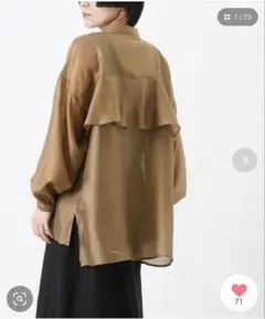 【新品】LADY LUCK LUCA シースルーバックフリルシャツ　ブラウンのサムネイル