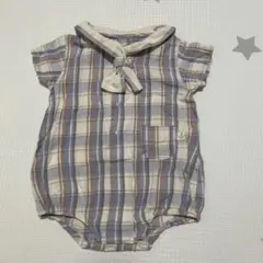 アプレレクール チェック柄 セーラー襟 ロンパース 70