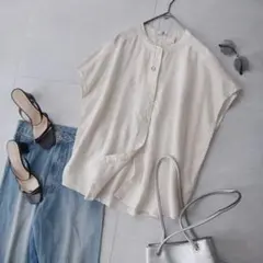 極美品☆セオリーリュクス フレンチスリーブ ホワイト Vネック 
