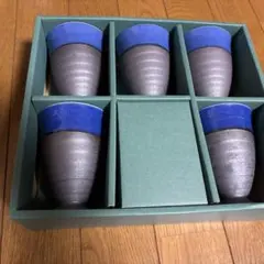 値下げ中❗️青茶陶器 湯飲み 6個セット