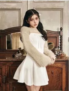 Darich ステッチリボンカットフレアミニワンピース