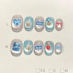 水色デザイン ネイルチップセット