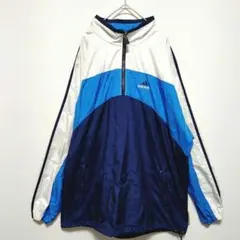 90s　アディダス　パフォーマンスロゴ　ハーフジップ　切替え　ナイロンジャケット