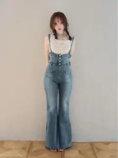 Andmary Nicola ribbon denim allinone - メルカリ