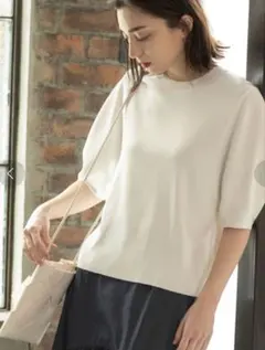 【OPAQUE.CLIP】アイスタッチ パフスリーブニット ホワイト(サイズM)