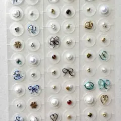 まとめ売り 60粒 耳つぼジュエリー リボン ワイヤー カラフル パール