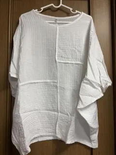 ホワイト 五分袖 シャツ・ブラウス フリーサイズ