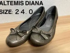 ARTEMIS DIANA ダイアナ　パンプス　リボン　24.0 ゴールド　金
