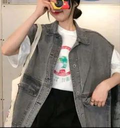 デニムベスト グレー オーバーサイズのサムネイル