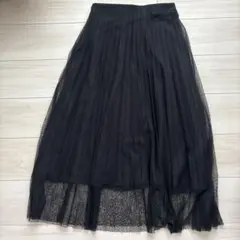 ZARA ドット柄 チュール プリーツスカート ブラック XSのサムネイル