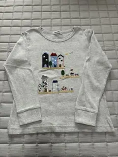 〈familiar〉130㎝ 刺繍デザイン グレー 長袖カットソー