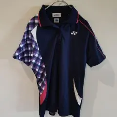 【美品】YONEX 吸汗速乾 チェック柄ポロシャツ Ｌ