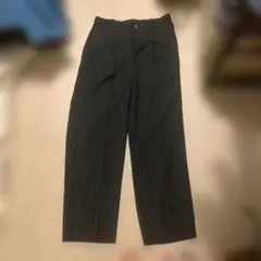 ストライプ ワイドパンツ 黒と白