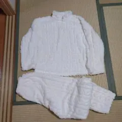 あったかルームウェア　上下セット　ハーフジップ　ケーブルニット風